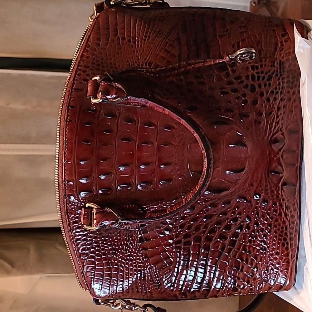NWOT Brahmin Croc Leather Embossed satchel